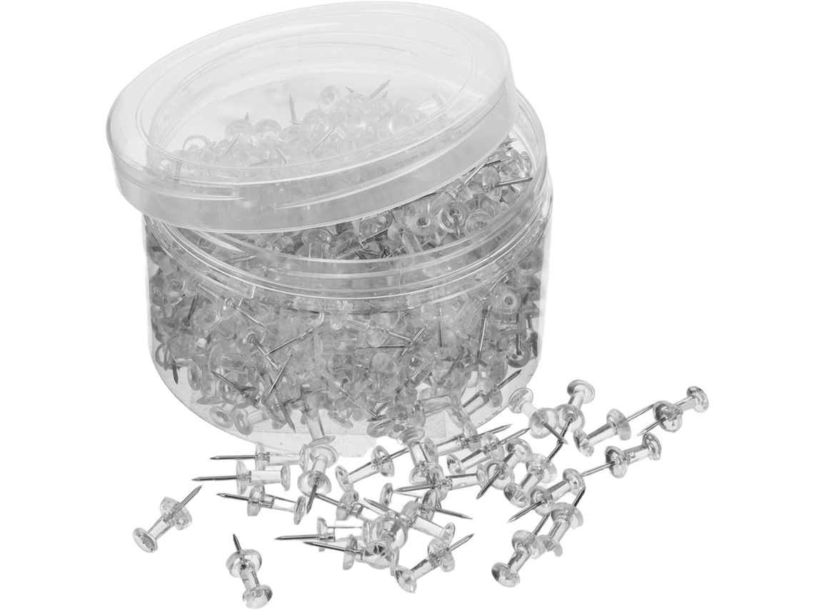 Chinchetas De Plástico Transparentes De Cabeza Plana – 500 Unidades – Para Tableros De Corcho