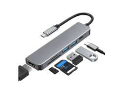 Adaptador Multipuerto Usb-c 6 En 1 Con Hdmi 4k, Compatible Con Macbook Pro, Chromebook Pixel Y Otros Portátiles.