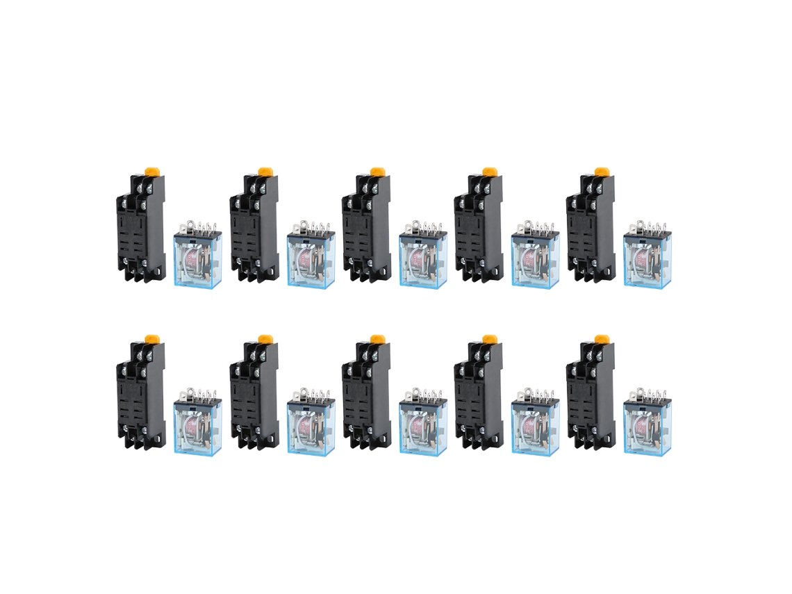 10 Conjuntos Relé 8 Pin Bobina Ac220v Base Eléctrico