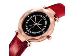 Reloj De Pulsera Para Mujer De Cuarzo Con Correa De Pu Y Dial Rombo Moda (rojo)
