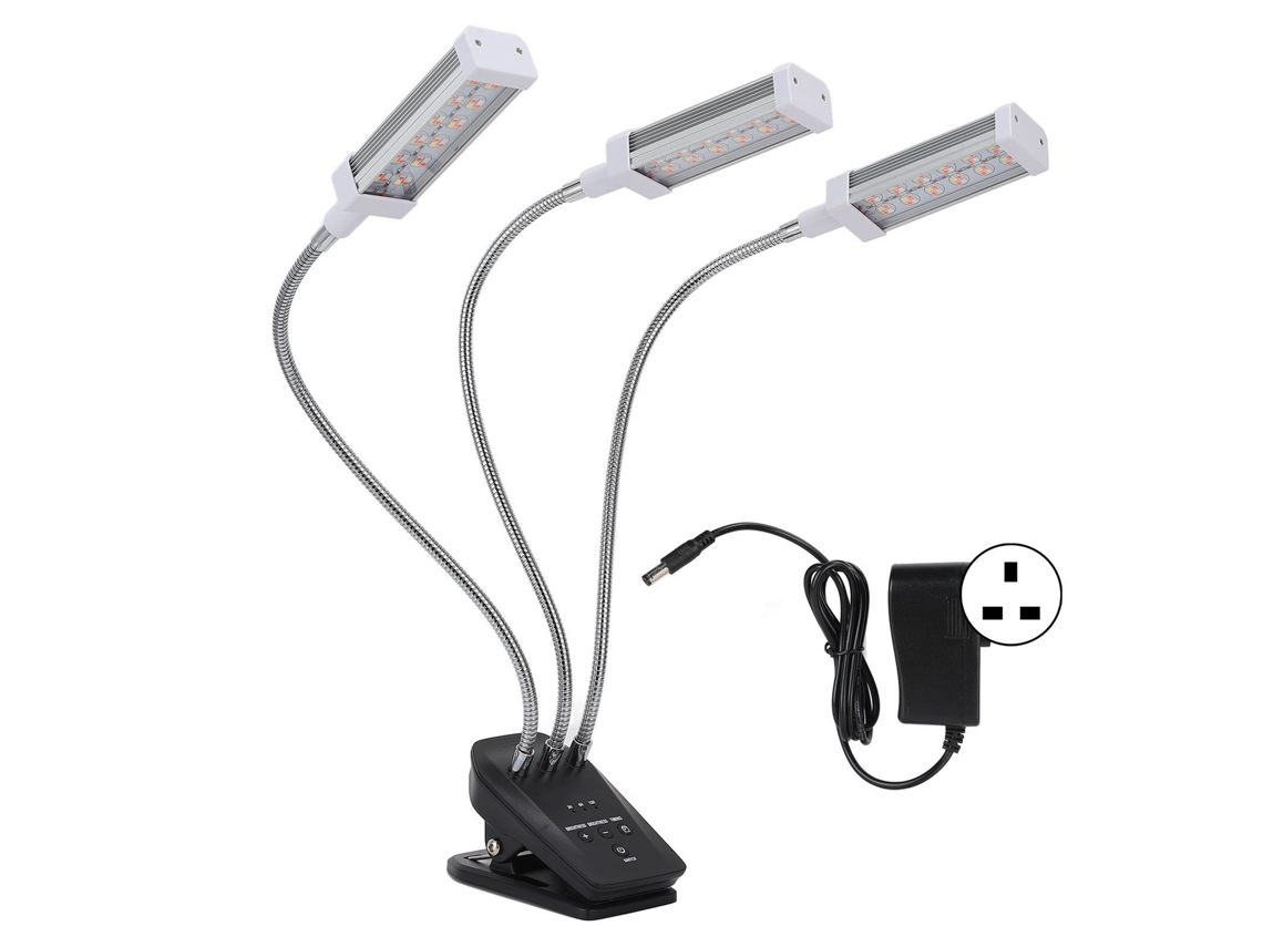 Lámpara de cultivo LED Primerox con 3 cabezales ajustables, rotación de 360°, temporizador, 72 W | Sin marca