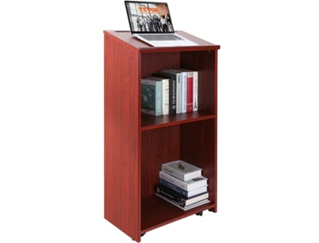 VEVOR Soporte De Madera Para Podio, 47 In Host Stand Con 4 Ruedas Giratorias - Marrón
