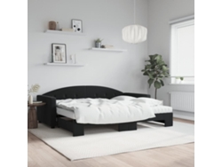 Sofá Cama Nido Con Colchón Terciopelo Negro 90x200 Cm