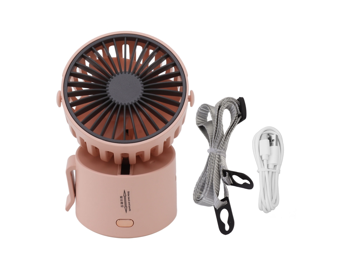 Collar rosa con ventilador USB portátil y cable