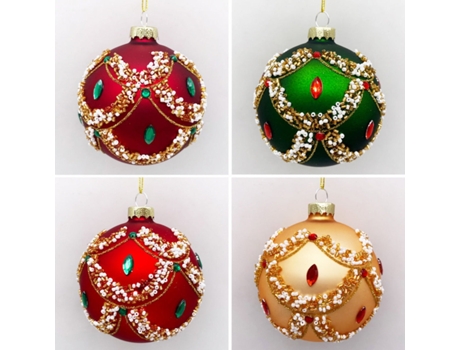 Set de 4 Bolas de Navidad Plateadas 8cm Bolas de Adornos de Árbol de Navidad