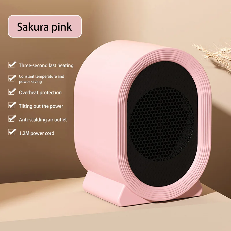 (rosa)calefactor Eléctrico De Pie, Pequeño Calefactor Eléctrico Para El Hogar Y El Dormitorio, Silencioso, Inclinable Y Con Apagado Automático