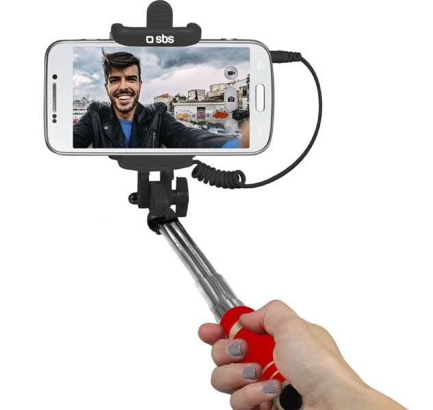 Selfie Stick Sbs mini rojo palo compacto mango esponjadisparador jack 3.5 0.5m teselfishaftminir smartphone