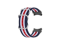 Correa De Lona Para Smartwatch Watch 4 De 40/44 Mm Y Watch 4 Classic De 42/46 Mm Con 5 Rayas Azules, Blancas Y Rojas.