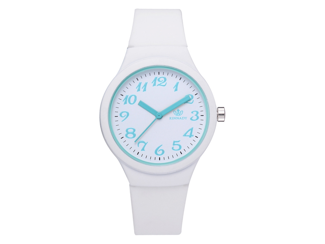 Reloj De Pulsera Clásico De Cuarzo Con Correa De Silicona Para Estudiantes Moda Redondo Blanco