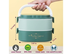 Recipiente para el almuerzo Rebe para adultos y niños, doble capa apilable, hermético, apto para microondas, libre de BPA, material seguro y ecológico.