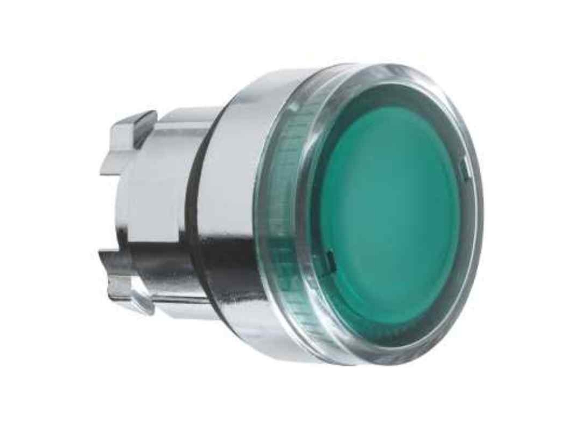 SCHNEIDER Cabeza Pulsador Luminoso D.22 Rasante Verde Zb4Bw333