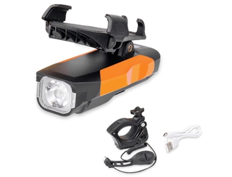 Luces de bicicleta Faros de bicicleta Soporte para teléfono celular con bocina Fuente de alimentación móvil Luces delanteras de bicicleta-Amarillo ...