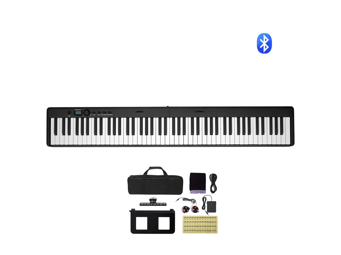 Teclado de piano plegable Succebuy con soporte portátil, 88 teclas, Bluetooth y MIDI