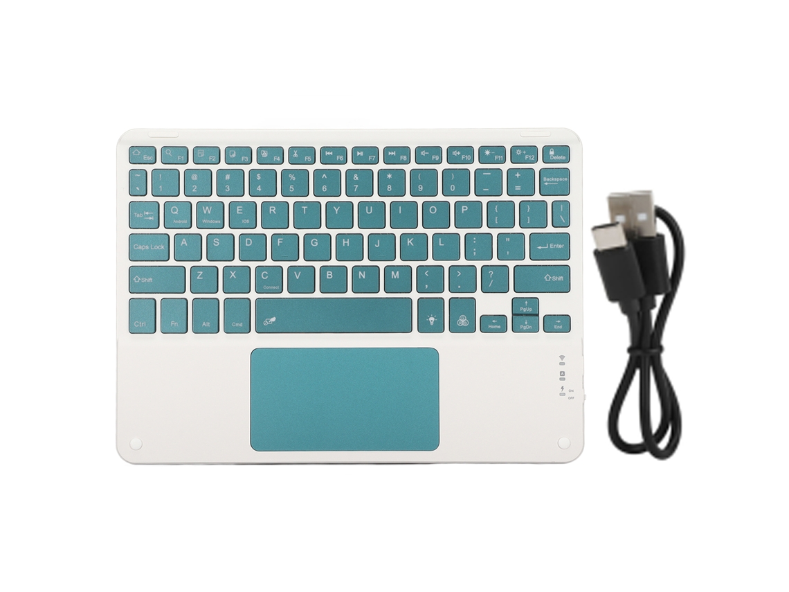 Teclado Sem Fio Com Touchpad 10 Polegadas Ultra Fino Retroiluminação Rgb Para Home Office Preto-verde