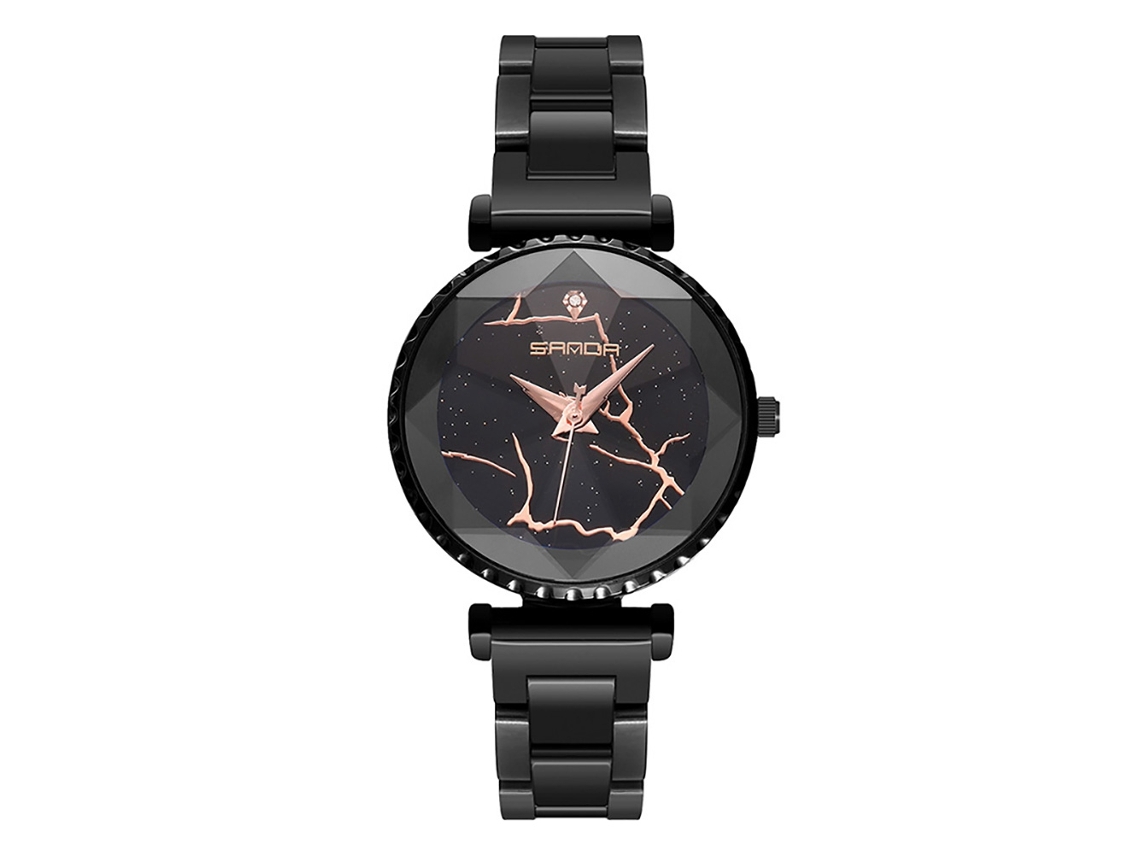 Reloj De Pulsera Sanda Para Mujer, Estilo Moderno, Con Brazalete De Acero Inoxidable Y Diseño De Cielo Estrellado.