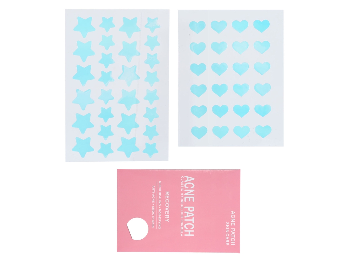Parche Para Granitos 52 Unidades Forma De Estrella Y Corazón Hidrogel Para Absorción De Secreciones Y Manchas Faciales