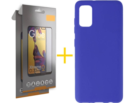 Kit Funda + 2 Protectores de Pantalla Samsung Galaxy A51 5G SKYHE Full (Azul)