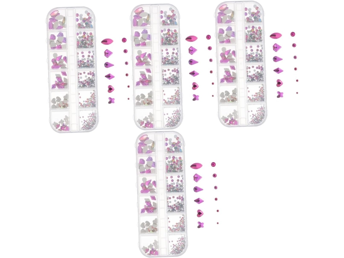 4 Boîtes Accessoires De Décoration D'ongles Strass Clairs Décorations Pour Nail Art Décor D'art