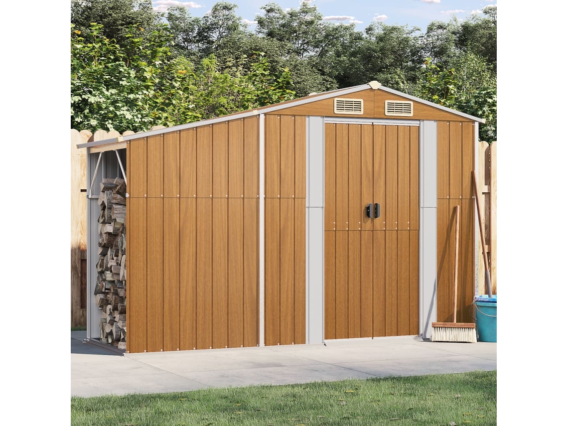Caseta de jardín 277x93x179 cm acero galvanizado marrón LOVELY HOME