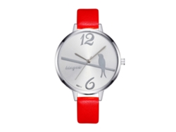 Reloj De Pulsera Informal Para Mujer Con Movimiento De Cuarzo Y Correa De Piel Sintética Roja.