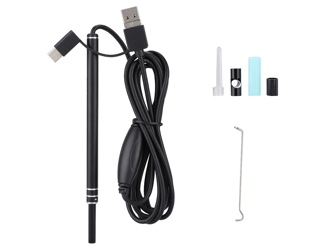 Endoscopio De Cuchara Visual Para Oído 3 En 1 Con Cámara Usb Hd De 5,5 Mm Y Mini Otoscopio De Limpieza.