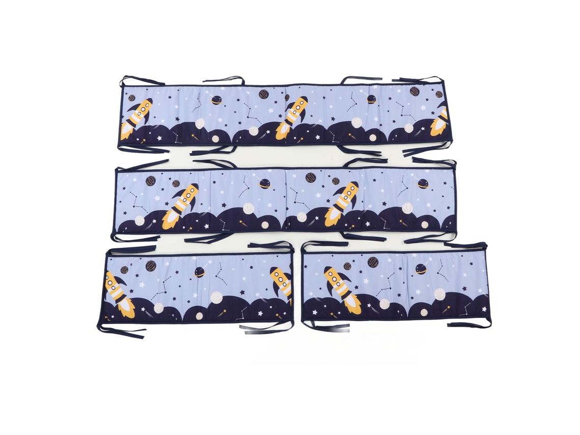 Protector De Cuna Suave Y Transpirable Con Estampado En Los Cuatro Lados Y Almohadillas Protectoras Para Bebé.