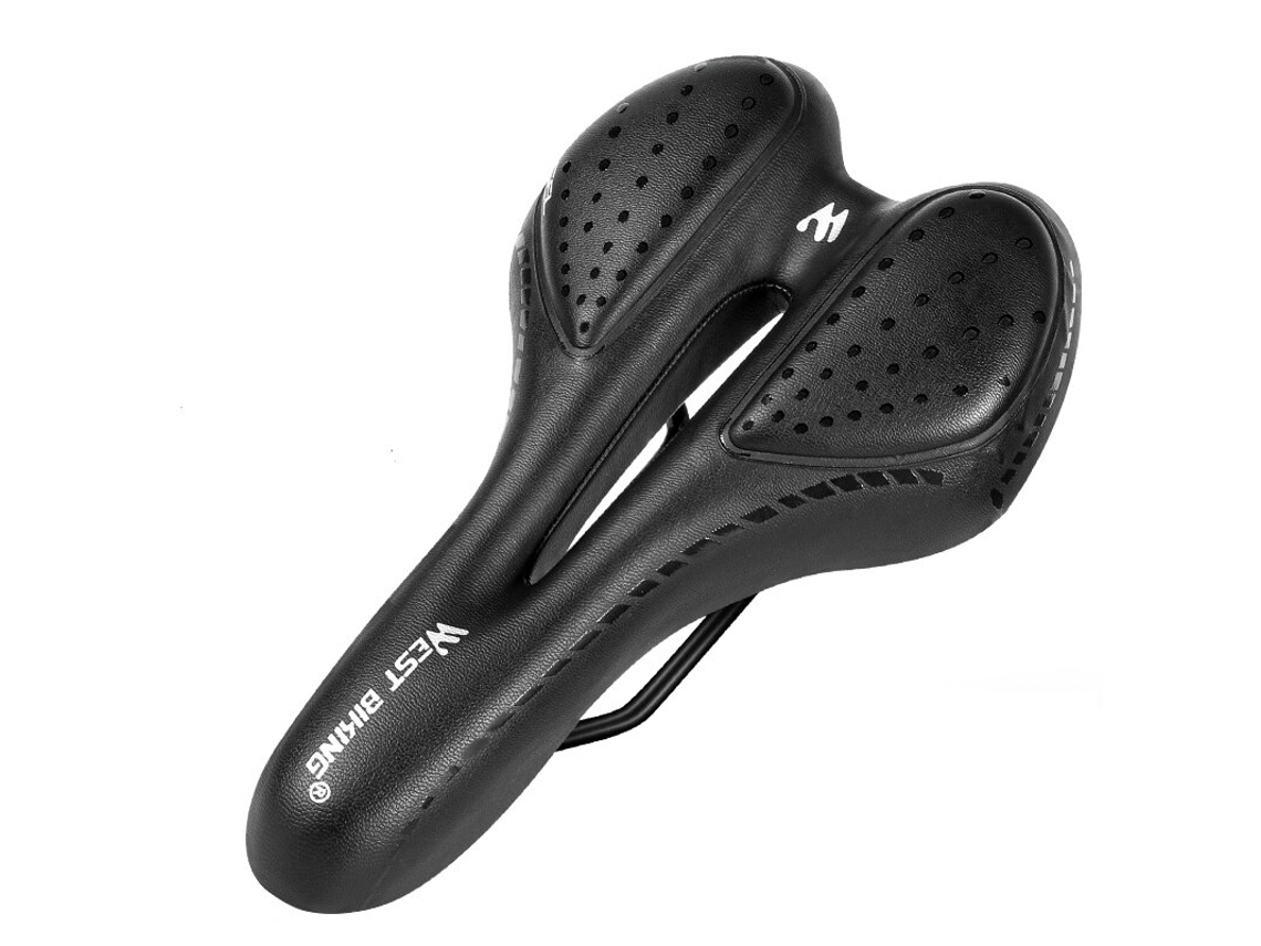 Asiento de bicicleta de montaña West Biking de cuero sintético y gel, cómodo y a prueba de golpes.