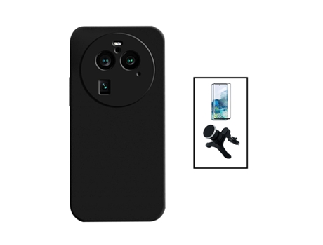 Kit De Película De Vidrio Templado Curvo Cubierta De Silicona Líquida Soporte Magnético Del Coche Reforzado Para OPPO Encuentra X6 Pro - Negro PHON...