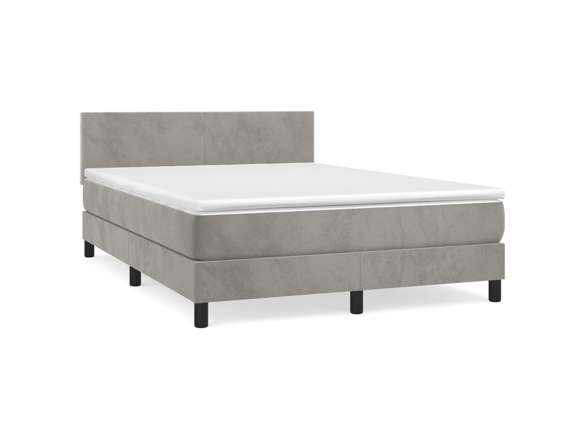 Maison Exclusive - Cama Box Spring Con Colchón Terciopelo Gris Claro 140x190 Cm