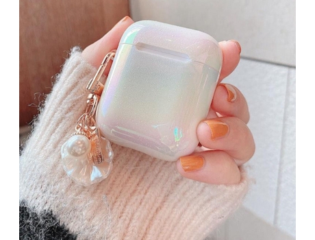 3D Love Pearl Shell Llavero Gota de agua Arco iris Estuche rígido para Airpods 1 2-1202 SLOWMOOSE [Para Airpods Pro Case-203109806]