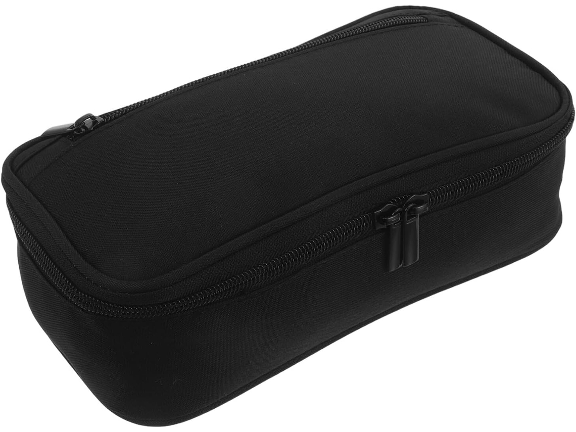 Estuche Para Lápices De Gran Capacidad En Tela Oxford Negra, Estuche Escolar Con Cremallera Y Doble Compartimento.