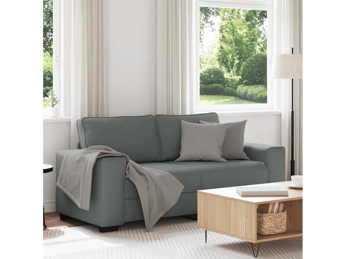 Sofá De 2 Plazas De Tela Gris Oscuro 140 Cm