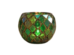 Vasija Mosaico de Vidrio Multiusos Base Verde 7cm