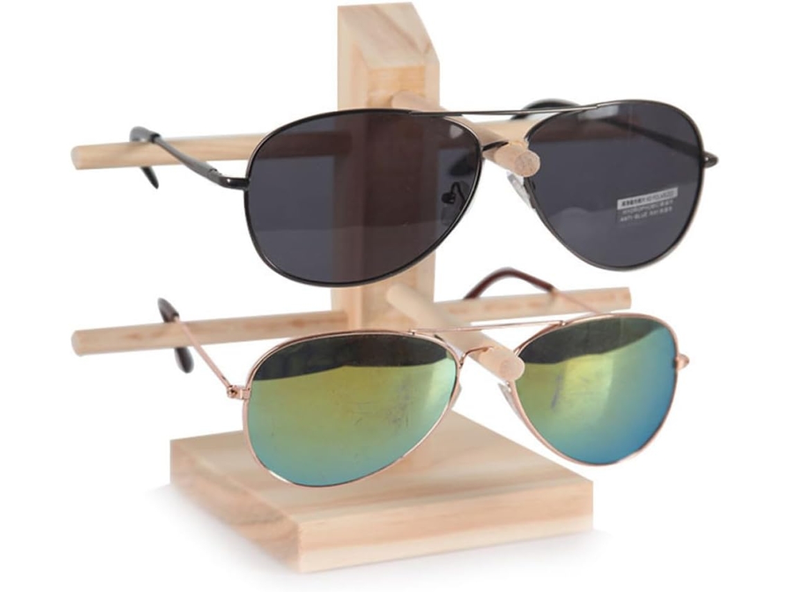 Soporte Exhibición Gafas Madera Maciza 2 Piezas Estilo Retro Resistente Organizar Exhibir Decoración Ocasiones
