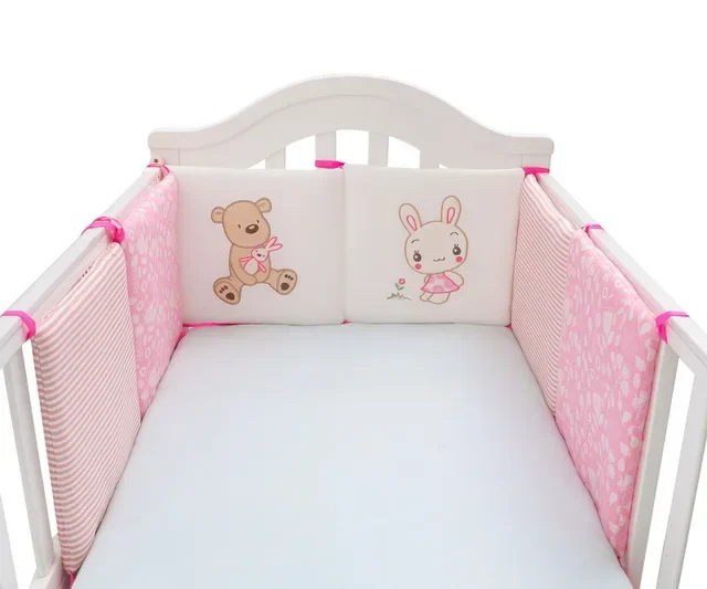 Cojín protector MDUG para cama infantil, conejito rosa (6 unidades)