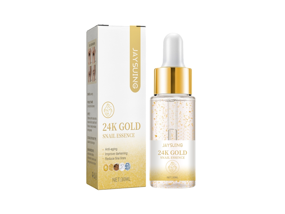 Sérum facial de oro de 24 quilates para una piel radiante e hidratada.