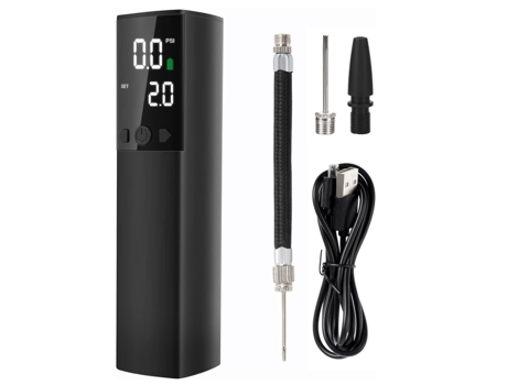 Bomba de bola eléctrica, bomba de aire inteligente Inflado rápido portátil de bola con manómetro preciso y pantalla LCD digital (negro) BISBISOUS