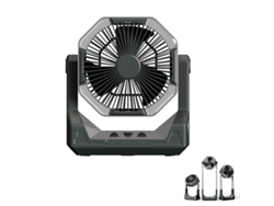 Ventilador portátil, 4 velocidades, batería de 8000 mAh, luz LED, gris Yizhood