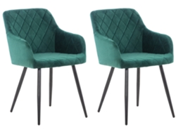 Set de 2 sillas de comedor Shila verde/veludo CLP