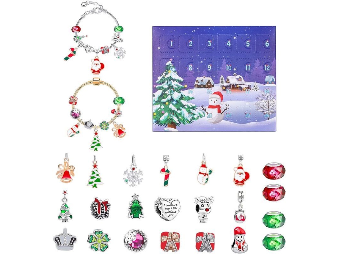 Calendario De Adviento Navideño 24 Cuadrículas Caja Ciega Sobre Kit De Joyería Diy Colgantes Y Charm