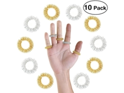 10 Anillos De Masaje Para Dedos: 5 Dorados Y 5 Plateados.