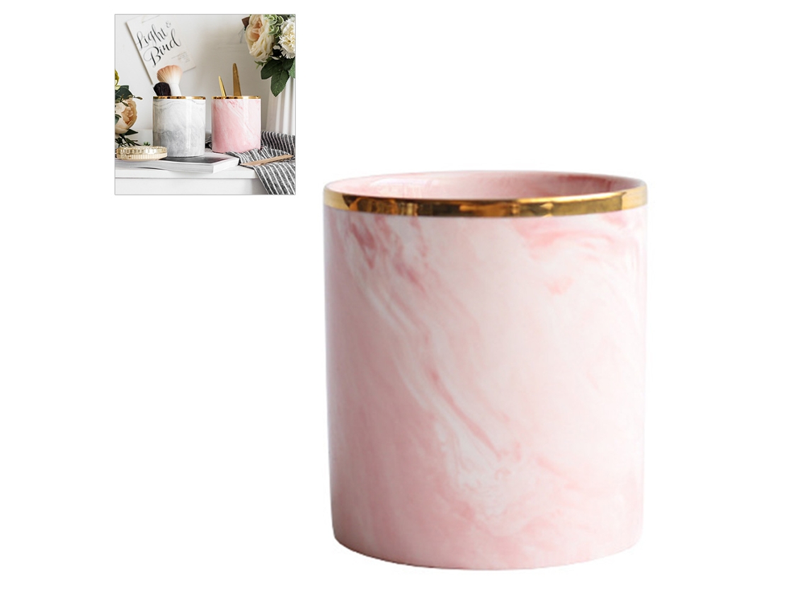 Soporte De Cerámica Para Brochas De Maquillaje, Diseño Sencillo, Almacenamiento De Cosméticos, Escritorio, Oficina, Hogar.