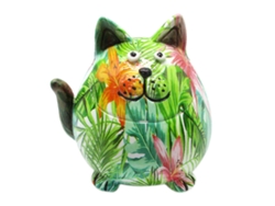 Gato Verde de Resina 10X9X10cm Figura de Gato Decoración Hogar Figuras De Resina Para Jardin BY SIGRIS