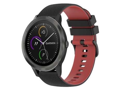 Correa De Reloj Inteligente Para Garmin Vivoactive3 Music, Banda De Reloj De Silicona Bicolor A Cuadros Negro-Rojo De 20Mm VENISYMLIS