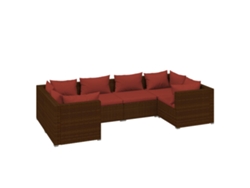 Conjunto de jardín de 6 piezas Maison Exclusive con cojines de mimbre y patas marrones.