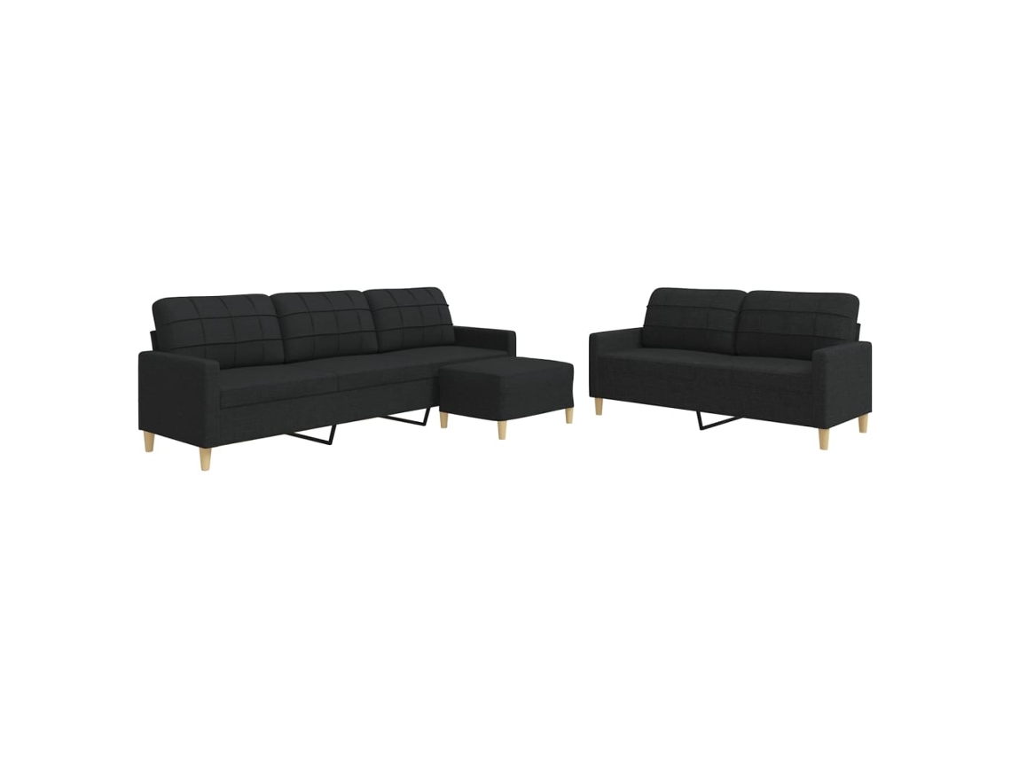 Maison Exclusive - Juego De Sofás Con Reposapiés 3 Piezas Tela Negro