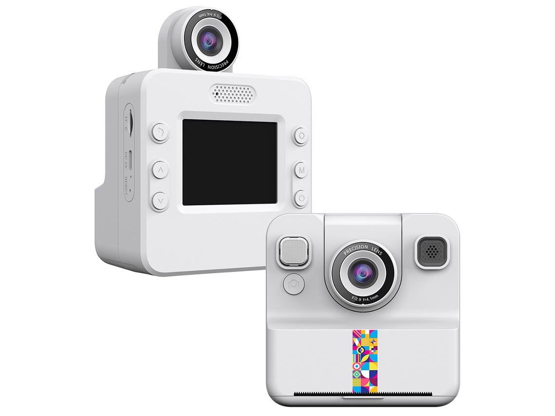 Cámara instantánea mini cámara térmica para niños con lente giratoria de 180° blanca Cuich