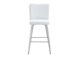 Taburete De Bar 101cm - Pu Blanco, Respaldo Ergonómico, Cómodo Y Elegante - Blanco+plata