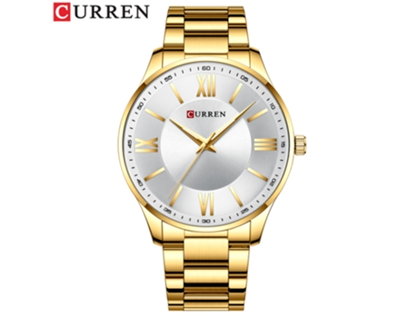 Atches Reloj analógico para Hombre Reloj de Pulsera Impermeable para Hombre Relojes de Pulsera de Cuarzo-Concha Dorada Blanca LUUCOZK