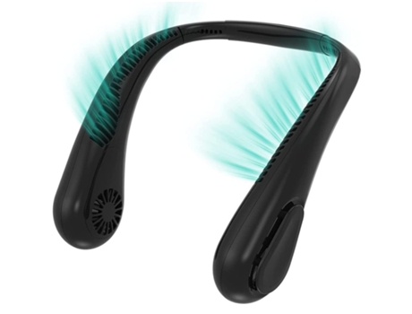 Ventilador de cuello sin aspas Ventilador personal portátil 5000 Mah Ventilador de refrigeración portátil con batería 4 velocidades Negro BISBISOUS...